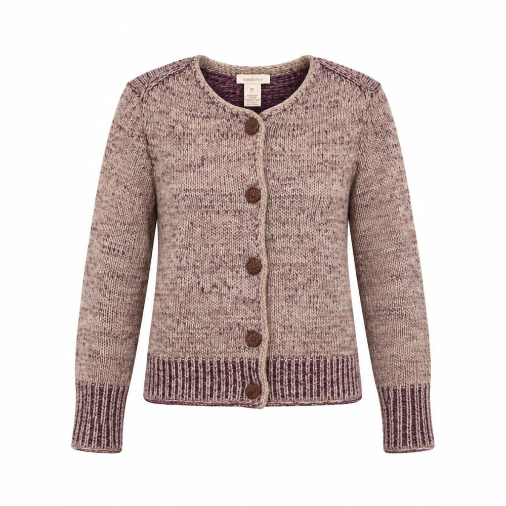 Sundance Womens Cardigan Gray Heathered Lambswool Cashmere Angora Sweater Medium